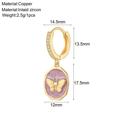 Aranyos állati kutya pillangó koreai karika fülbevaló női szív virág arany színű új méh cseresznye fülbevaló női kiváló minőségű