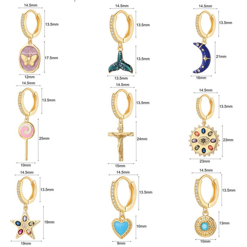 Aranyos állati kutya pillangó koreai karika fülbevaló női szív virág arany színű új méh cseresznye fülbevaló női kiváló minőségű