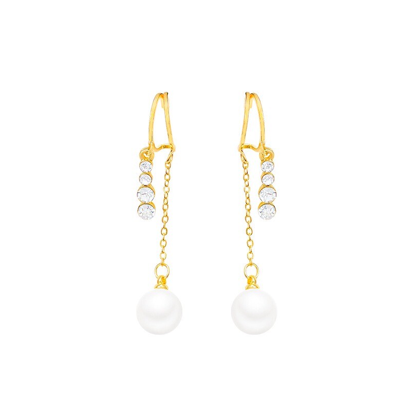 2024 Cercei cu pandantiv cu perle, cu lanț de metal, cu design de modă, pentru femei și fete, accesorii pentru temperament, bijuterii pentru petrecerea de nuntă