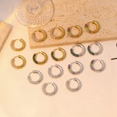 Nerūsējošā tērauda apzeltīti auskari sievietēm Modes apļveida ar dimantiem stīpas auskari banketu ballītes dāvanas