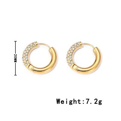 Nerūsējošā tērauda apzeltīti auskari sievietēm Modes apļveida ar dimantiem stīpas auskari banketu ballītes dāvanas