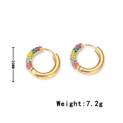 Nerūsējošā tērauda apzeltīti auskari sievietēm Modes apļveida ar dimantiem stīpas auskari banketu ballītes dāvanas