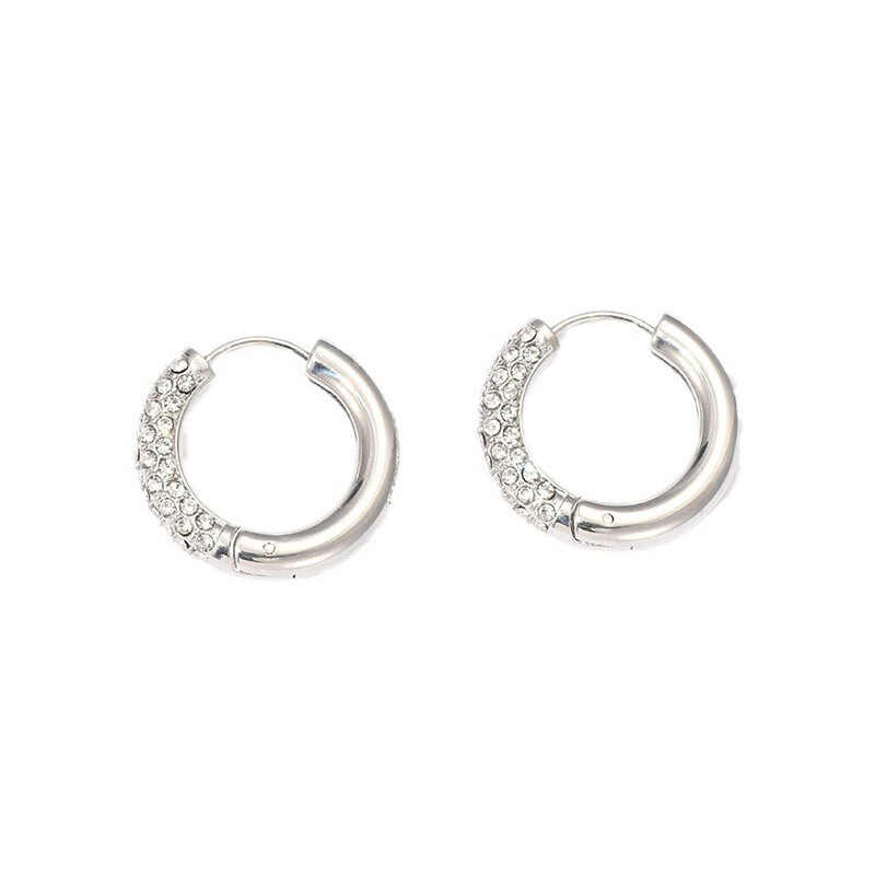 Nerūsējošā tērauda apzeltīti auskari sievietēm Modes apļveida ar dimantiem stīpas auskari banketu ballītes dāvanas