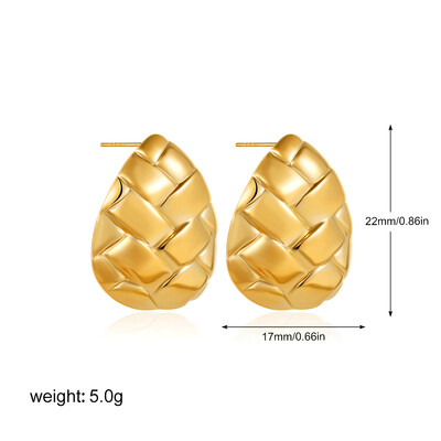 Cercei aurii din oțel inoxidabil cu țesătură în formă de inimă la modă pentru cercei cu șuruburi vintage franceze pentru femei Bijuterii noi