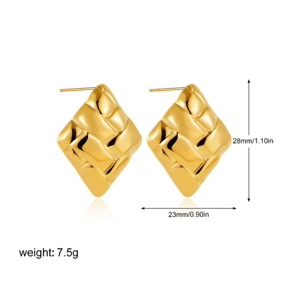 Cercei aurii din oțel inoxidabil cu țesătură în formă de inimă la modă pentru cercei cu șuruburi vintage franceze pentru femei Bijuterii noi