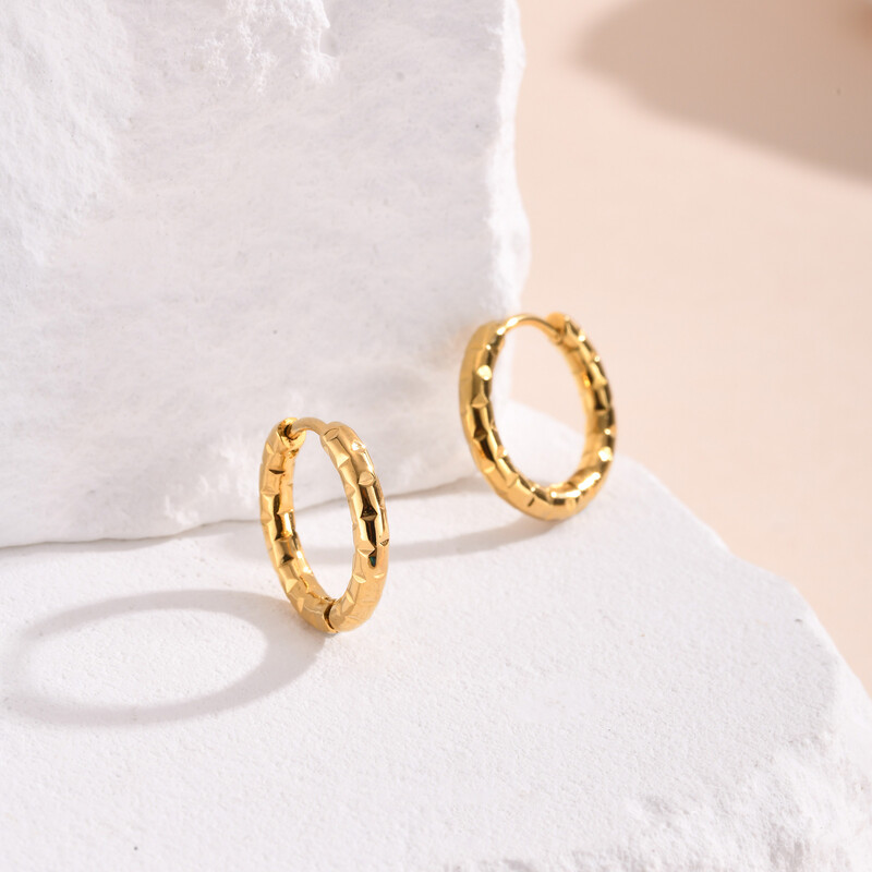 2,6 mm-es vintage fém mintás karikafülbevaló női lányoknak, rozsdamentes acél textúrájú fülbevaló hurok, koreai temperamentum ékszerek