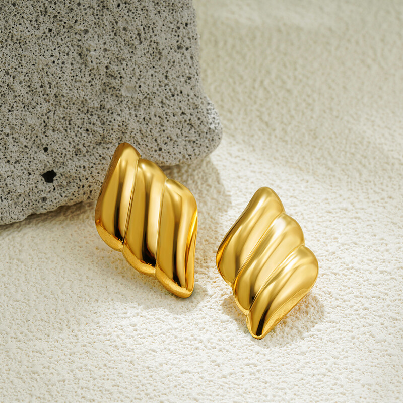 Cercei vintage din oțel inoxidabil de culoare aurie pentru femei, în formă de aripi de înger, cercei cu șuruburi, lucioase, bijuterii noi