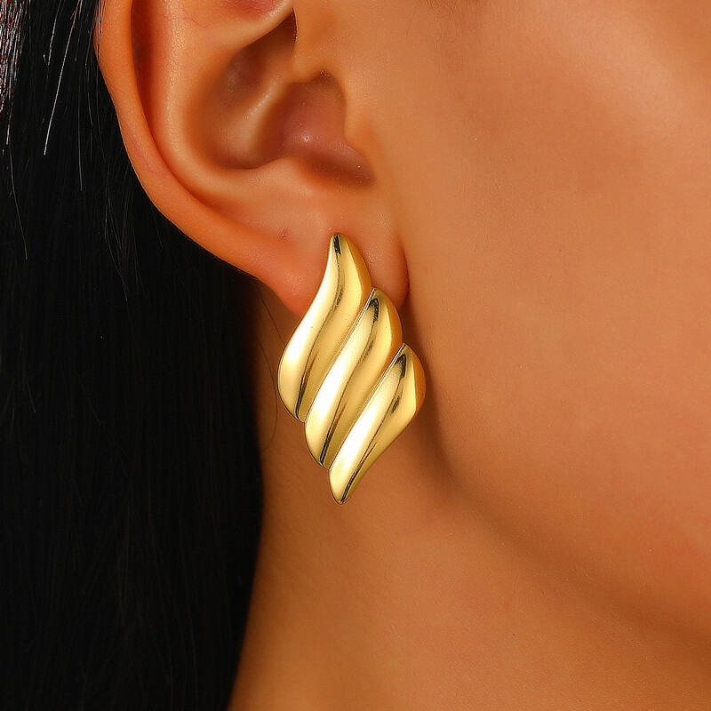 Cercei vintage din oțel inoxidabil de culoare aurie pentru femei, în formă de aripi de înger, cercei cu șuruburi, lucioase, bijuterii noi