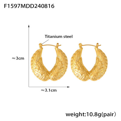 Aripi de înger Cercei superbi pentru femei din oțel inoxidabil Design simplu Cercet pentru ureche Bijuterii placate cu aur Comerț cu ridicata