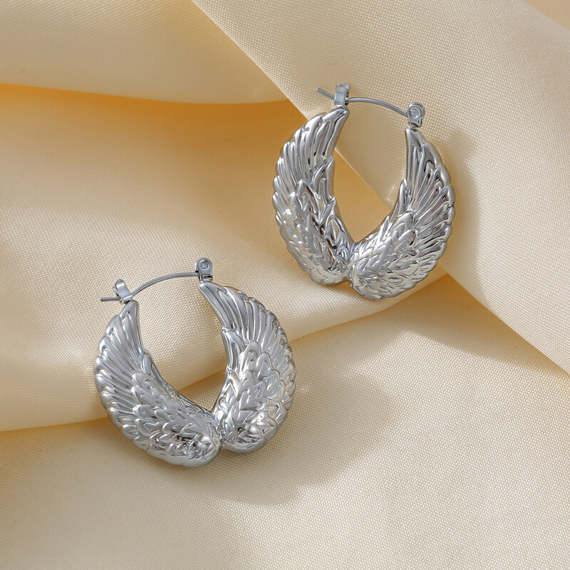 Aripi de înger Cercei superbi pentru femei din oțel inoxidabil Design simplu Cercet pentru ureche Bijuterii placate cu aur Comerț cu ridicata