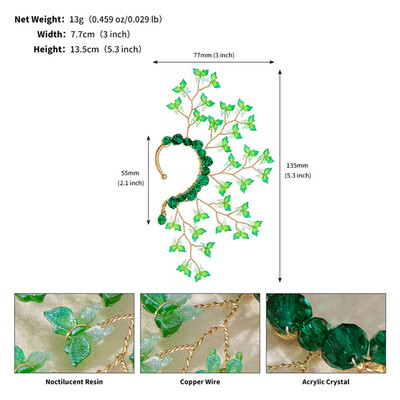 1 buc. Manșetă șic pentru urechi, frunze baroc, agrafe pentru cercei cu zână pentru femei, fete, bijuterii, mărgele, țesuturi
