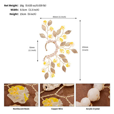 1 buc. Manșetă șic pentru urechi, frunze baroc, agrafe pentru cercei cu zână pentru femei, fete, bijuterii, mărgele, țesuturi