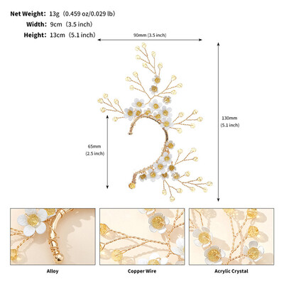 1 buc. Manșetă șic pentru urechi, frunze baroc, agrafe pentru cercei cu zână pentru femei, fete, bijuterii, mărgele, țesuturi