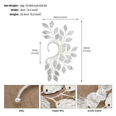 1 buc. Manșetă șic pentru urechi, frunze baroc, agrafe pentru cercei cu zână pentru femei, fete, bijuterii, mărgele, țesuturi
