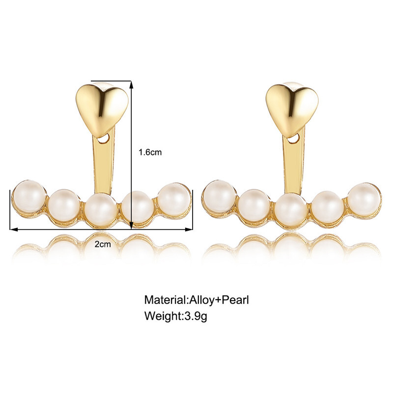 WUKALO 2024 új elegáns arany színű szív gyöngy fülbevaló koreai divatékszerek női lányoknak kiegészítők nagykereskedelme