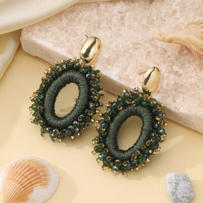 INKDEW New Fashion cercei mari picătură pentru femei fir de mărgele de cristal lucrate manual Cercei lungi bijuterii cadou Vintage EA063