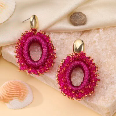 INKDEW New Fashion cercei mari picătură pentru femei fir de mărgele de cristal lucrate manual Cercei lungi bijuterii cadou Vintage EA063