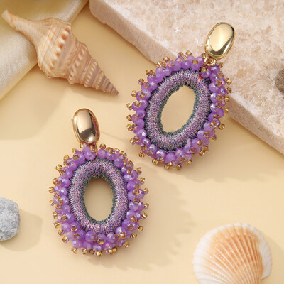 INKDEW New Fashion cercei mari picătură pentru femei fir de mărgele de cristal lucrate manual Cercei lungi bijuterii cadou Vintage EA063