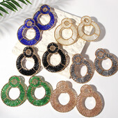 AENSOA prabangūs spalvingi krištolo karoliukais dvigubi apvalūs auskarai moterims aukso spalvos metaliniai kabantys auskarai rankų darbo papuošalai