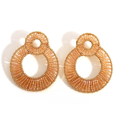 AENSOA prabangūs spalvingi krištolo karoliukais dvigubi apvalūs auskarai moterims aukso spalvos metaliniai kabantys auskarai rankų darbo papuošalai