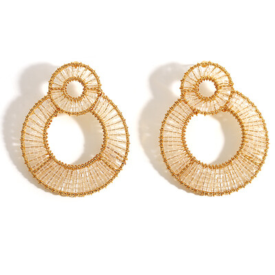 AENSOA prabangūs spalvingi krištolo karoliukais dvigubi apvalūs auskarai moterims aukso spalvos metaliniai kabantys auskarai rankų darbo papuošalai