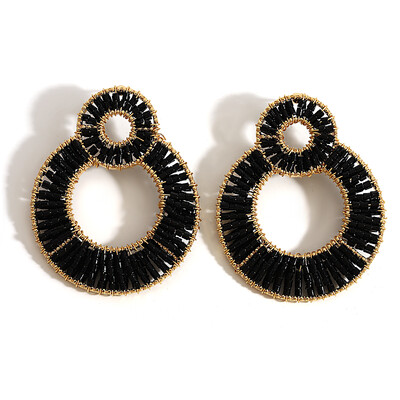 AENSOA prabangūs spalvingi krištolo karoliukais dvigubi apvalūs auskarai moterims aukso spalvos metaliniai kabantys auskarai rankų darbo papuošalai