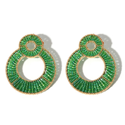 AENSOA prabangūs spalvingi krištolo karoliukais dvigubi apvalūs auskarai moterims aukso spalvos metaliniai kabantys auskarai rankų darbo papuošalai