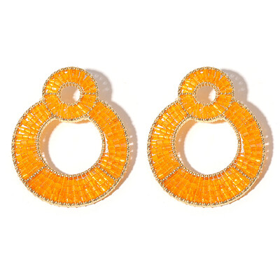 AENSOA prabangūs spalvingi krištolo karoliukais dvigubi apvalūs auskarai moterims aukso spalvos metaliniai kabantys auskarai rankų darbo papuošalai