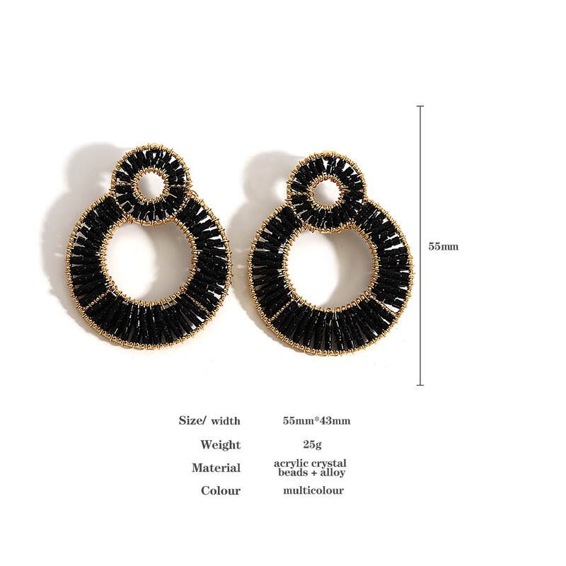 AENSOA prabangūs spalvingi krištolo karoliukais dvigubi apvalūs auskarai moterims aukso spalvos metaliniai kabantys auskarai rankų darbo papuošalai