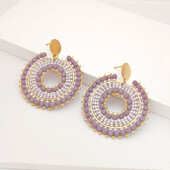 Cercei cu margele Cristal Rotunzime Scobire Originalitate Tricotat manual Boemia Aliaj Tide Cercei simpli cu margele de orez