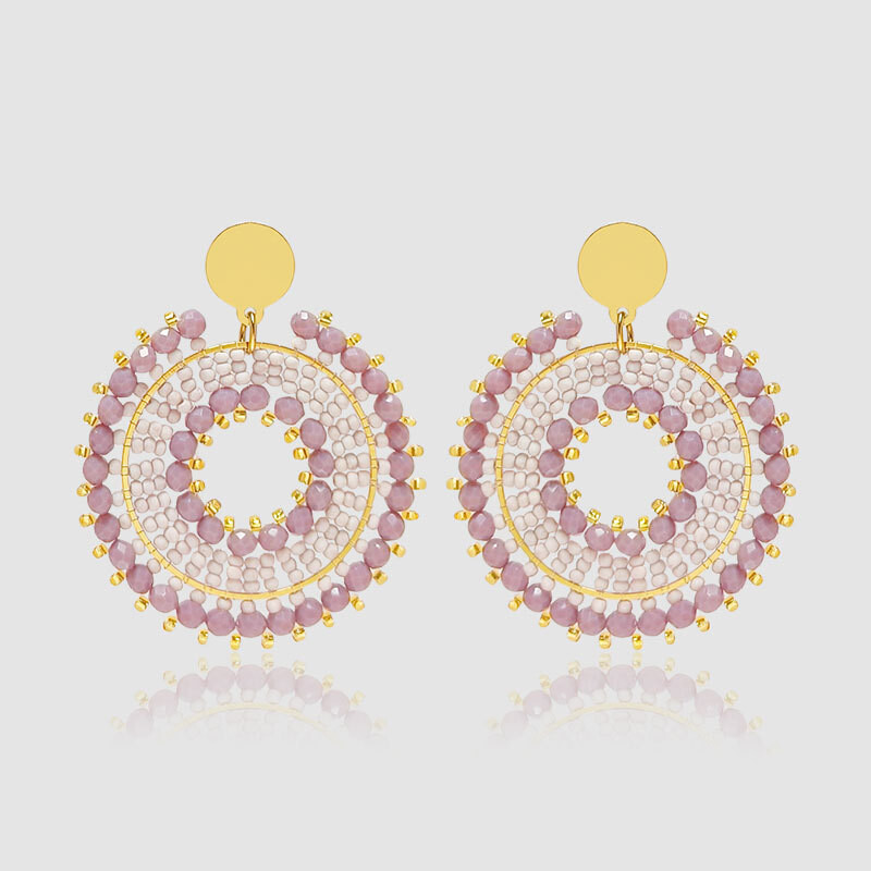 Cercei cu margele Cristal Rotunzime Scobire Originalitate Tricotat manual Boemia Aliaj Tide Cercei simpli cu margele de orez