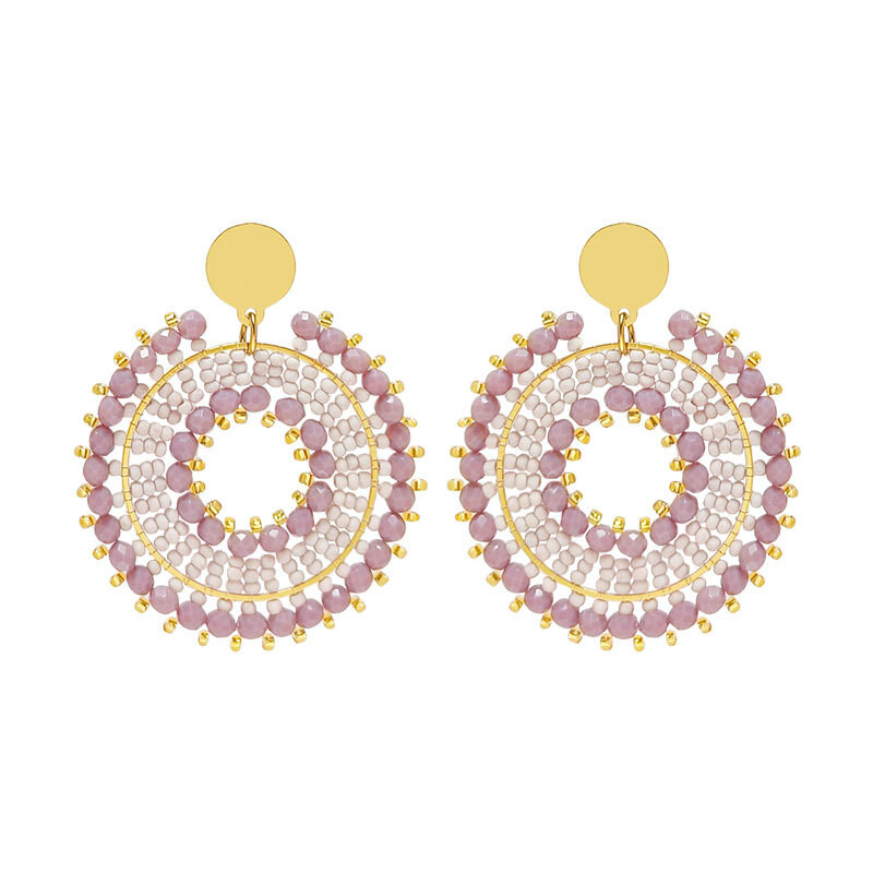 Cercei cu margele Cristal Rotunzime Scobire Originalitate Tricotat manual Boemia Aliaj Tide Cercei simpli cu margele de orez