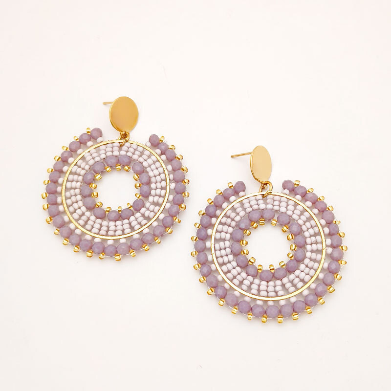 Cercei cu margele Cristal Rotunzime Scobire Originalitate Tricotat manual Boemia Aliaj Tide Cercei simpli cu margele de orez