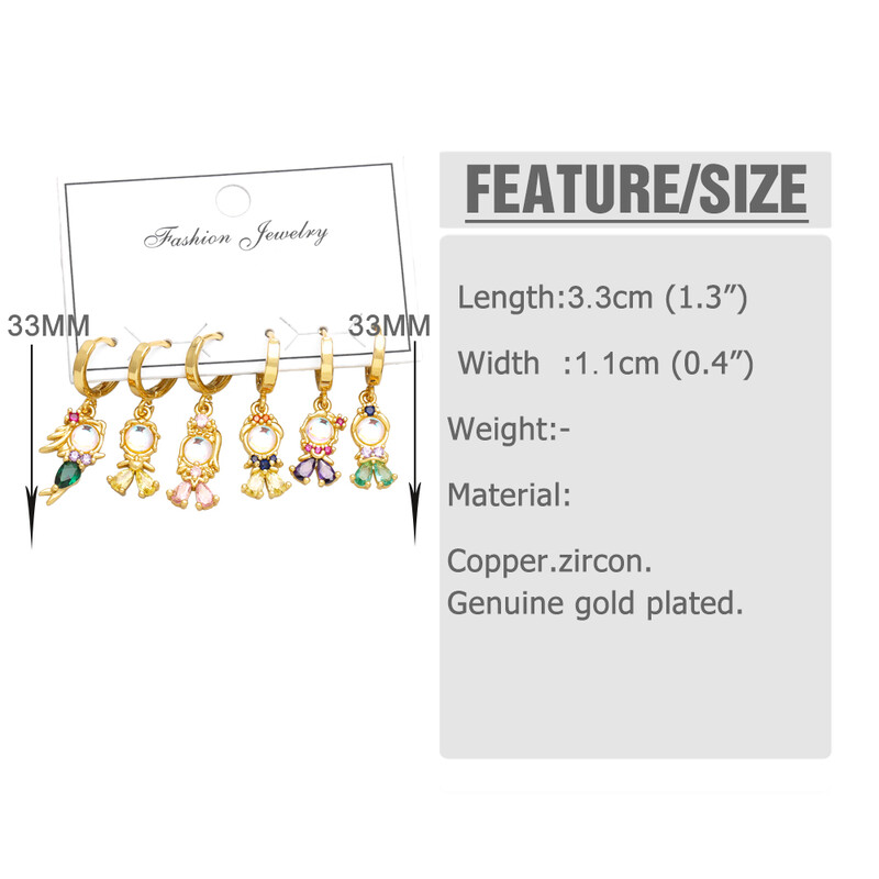 FLOLA 6db/tétel Rózsaszín kristály hercegnős fülbevaló női lányoknak réz opál kristály hableány lógó fülbevaló aranyos ékszer ersv27