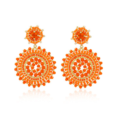 Badu Boho Orange Seed Beads υφαντά σκουλαρίκια για γυναίκες Καλοκαιρινό Χειροποίητο Στρογγυλά σκουλαρίκια με χάντρες Ethnic κοσμήματα Δώρα καθημερινά