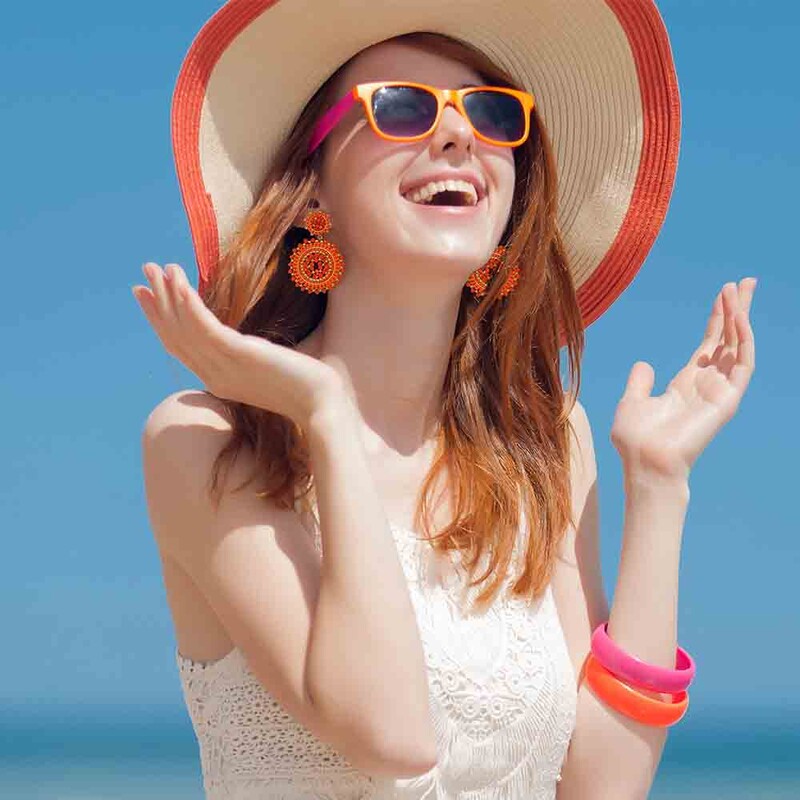 Cercei țesuți cu mărgele de semințe de portocaliu Badu Boho pentru femei Cercei cu mărgele rotunde lucrați manual de vară Bijuterii etnice Cadouri Purtare zilnică