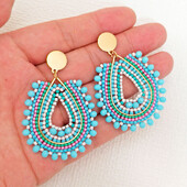 Gyöngyös fülbevaló Water drop Originality Crystal Graph Kézi kötés Bohemia Alloy Tide Simple Rice gyöngy fülbevaló