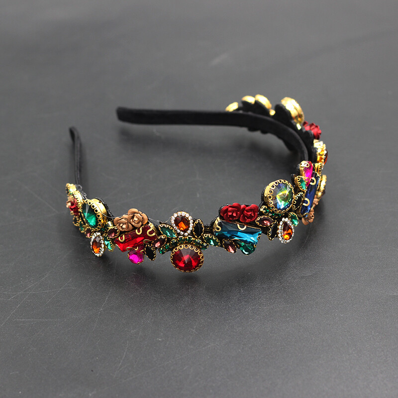 Noua modă temperament personalitate floare metal trandafir incrustat Strasuri sălbatice doamnelor petrecere bentiță accesorii pentru păr mireasa 854