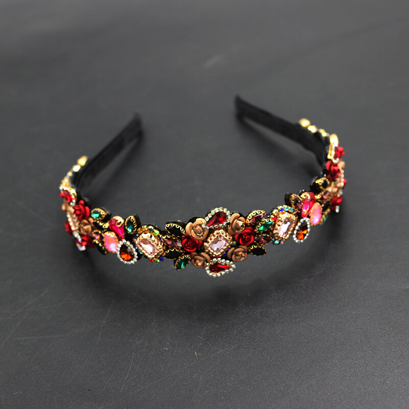 Noua modă temperament personalitate floare metal trandafir incrustat Strasuri sălbatice doamnelor petrecere bentiță accesorii pentru păr mireasa 854