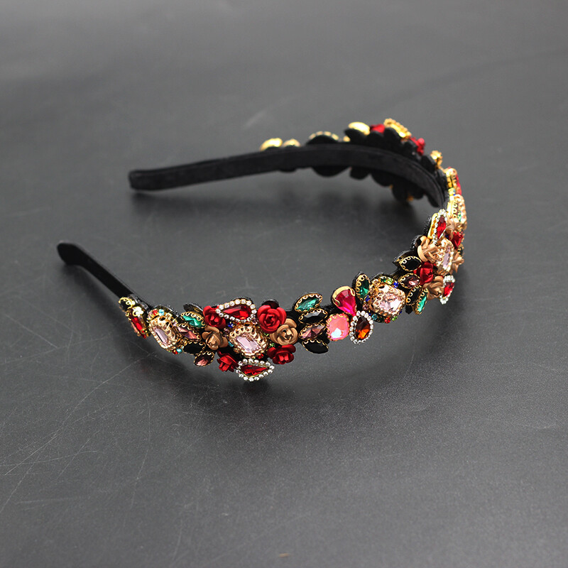 Noua modă temperament personalitate floare metal trandafir incrustat Strasuri sălbatice doamnelor petrecere bentiță accesorii pentru păr mireasa 854
