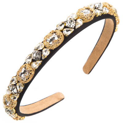 Europski i američki minimalistički retro obruč za kosu s tankim rubovima s umetnutim obručem od staklenih svrdla, moderna traka za glavu za zabavu