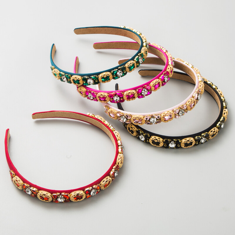 Europski i američki minimalistički retro obruč za kosu s tankim rubovima s umetnutim obručem od staklenih svrdla, moderna traka za glavu za zabavu