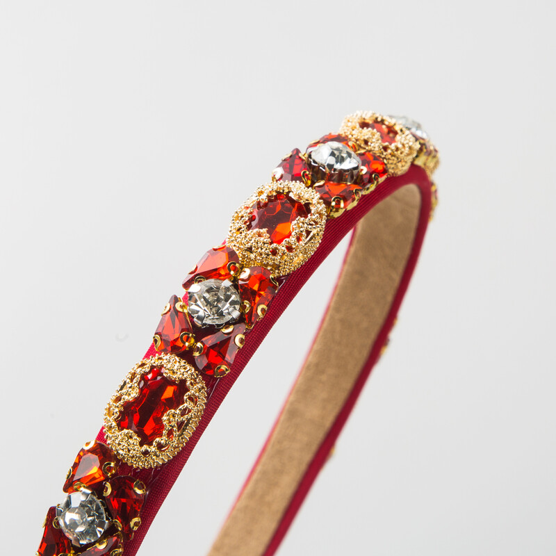 Europski i američki minimalistički retro obruč za kosu s tankim rubovima s umetnutim obručem od staklenih svrdla, moderna traka za glavu za zabavu