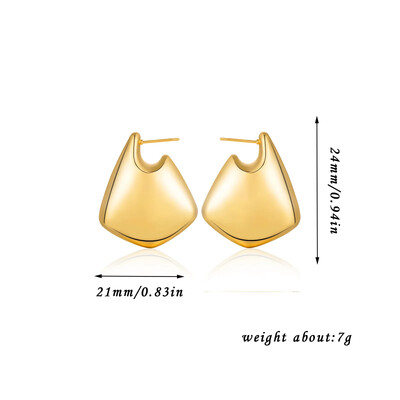 Geomeetrilised lehvikukujulised kullatud siledast vasest metallist kõrvarõngad naistele Lihtsad ebakorrapärased Korea moeehted pühadekingitused