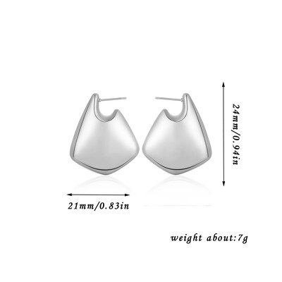 Geomeetrilised lehvikukujulised kullatud siledast vasest metallist kõrvarõngad naistele Lihtsad ebakorrapärased Korea moeehted pühadekingitused