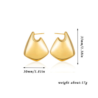 Geomeetrilised lehvikukujulised kullatud siledast vasest metallist kõrvarõngad naistele Lihtsad ebakorrapärased Korea moeehted pühadekingitused