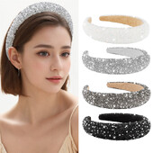 Glamourous Beadband Hairband Bling Crystal Pearl Baroque Wide Cross Headband Sparkly Gorgeous γυναικεία αξεσουάρ μαλλιών