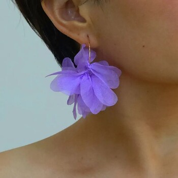 Bohemia Fashion Fabric Rose Flower Hoop Σκουλαρίκια Γυναικεία Rose Pink Purple Earrings Κοσμήματα Αξεσουάρ Bijoux