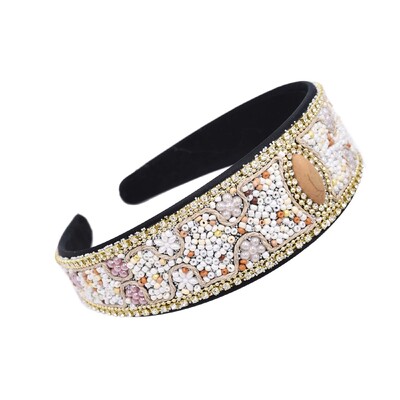 Bohém színes gyöngyök türkiz virágos fejpánt nőknek gyöngyös virágos kézzel készített hajkiegészítők