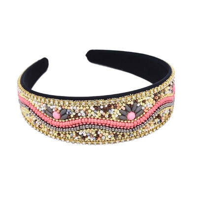 Bohém színes gyöngyök türkiz virágos fejpánt nőknek gyöngyös virágos kézzel készített hajkiegészítők